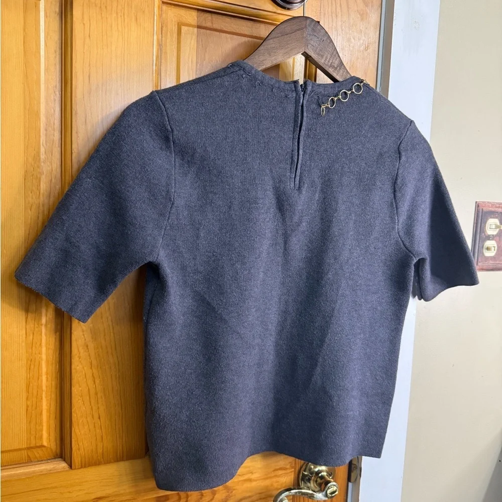 Zara Charcoal Top with Chain Accent - Picture 8 of 9